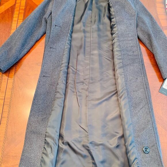 Jones New York Women's Single-Breasted Maxi Wool Coat, charcoal, Size 4 - Picture 6 of 13